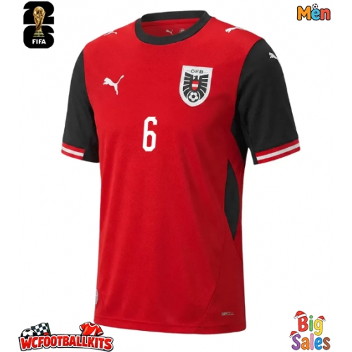 Austria Nicolas Seiwald #6 Replica Home Stadium Shirt World Cup 2026 Short Sleeve